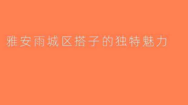 雅安雨城区搭子的独特魅力