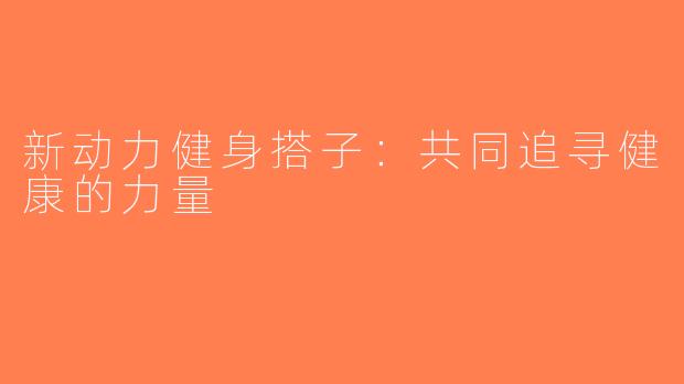 新动力健身搭子：共同追寻健康的力量