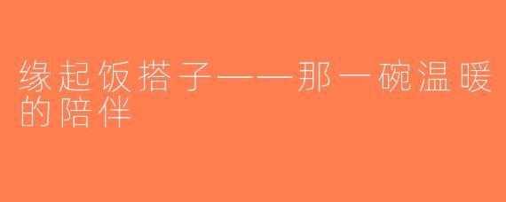 缘起饭搭子——那一碗温暖的陪伴