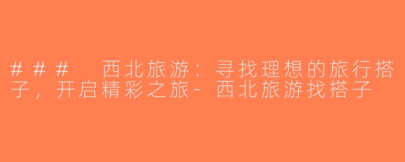 ### 西北旅游：寻找理想的旅行搭子，开启精彩之旅-西北旅游找搭子