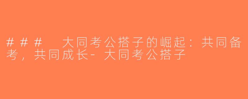 ### 大同考公搭子的崛起：共同备考，共同成长-大同考公搭子