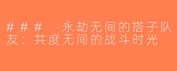 ### 永劫无间的搭子队友：共度无间的战斗时光