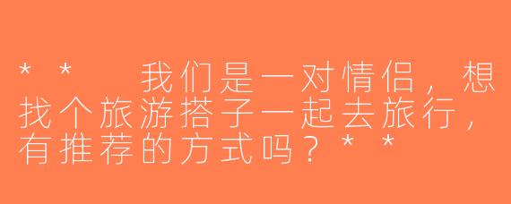 ** 我们是一对情侣，想找个旅游搭子一起去旅行，有推荐的方式吗？**