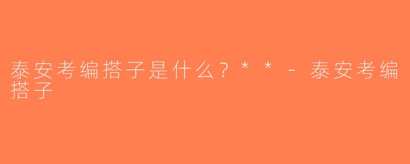 泰安考编搭子是什么？**-泰安考编搭子