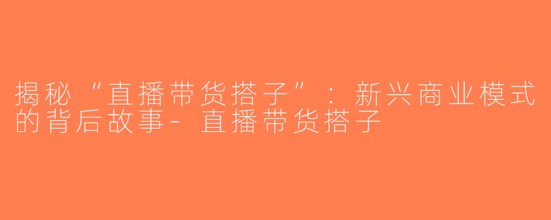 揭秘“直播带货搭子”：新兴商业模式的背后故事-直播带货搭子
