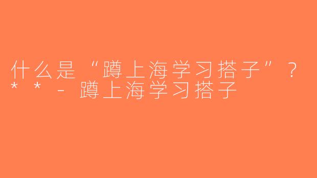 什么是“蹲上海学习搭子”？**-蹲上海学习搭子