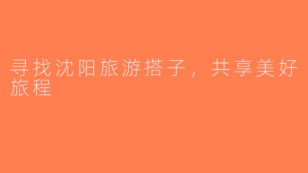 寻找沈阳旅游搭子，共享美好旅程