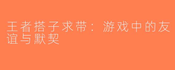 王者搭子求带：游戏中的友谊与默契