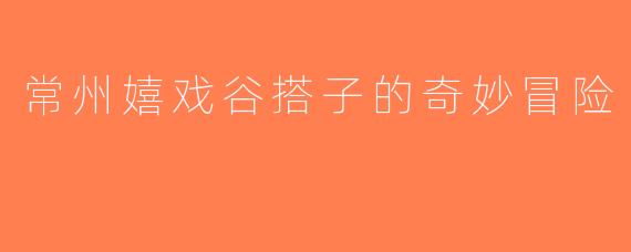 常州嬉戏谷搭子的奇妙冒险