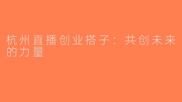 杭州直播创业搭子：共创未来的力量