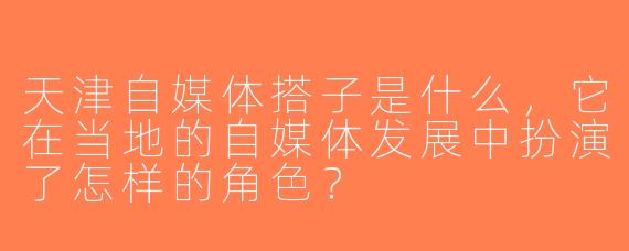 天津自媒体搭子是什么，它在当地的自媒体发展中扮演了怎样的角色？