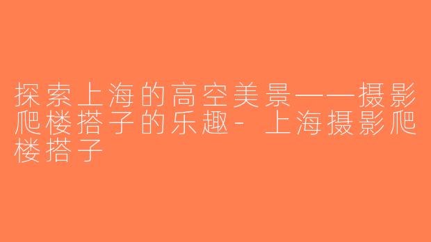 探索上海的高空美景——摄影爬楼搭子的乐趣-上海摄影爬楼搭子