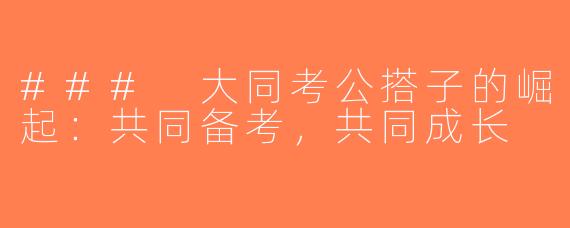### 大同考公搭子的崛起：共同备考，共同成长
