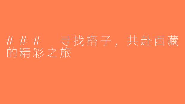 ### 寻找搭子，共赴西藏的精彩之旅