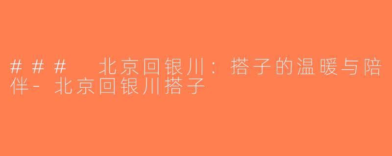 ### 北京回银川：搭子的温暖与陪伴-北京回银川搭子