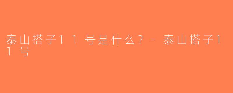 泰山搭子11号是什么？-泰山搭子11号