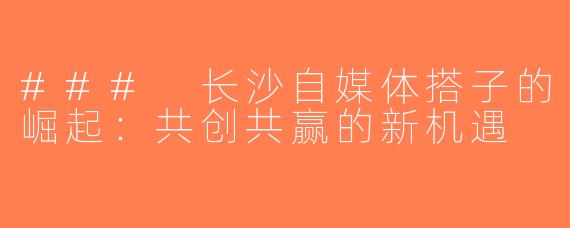 ### 长沙自媒体搭子的崛起：共创共赢的新机遇