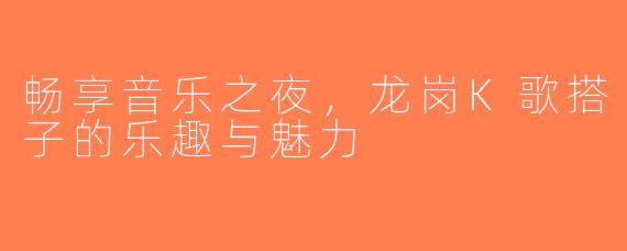 畅享音乐之夜，龙岗K歌搭子的乐趣与魅力