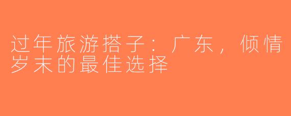 过年旅游搭子：广东，倾情岁末的最佳选择