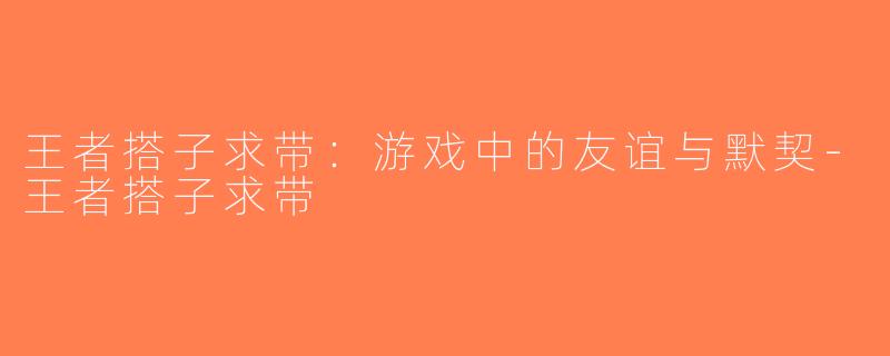 王者搭子求带：游戏中的友谊与默契-王者搭子求带