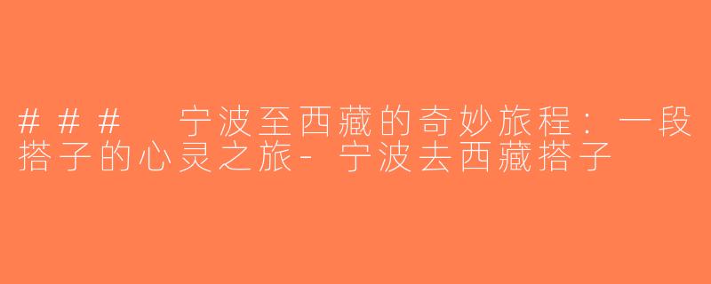 ### 宁波至西藏的奇妙旅程：一段搭子的心灵之旅-宁波去西藏搭子