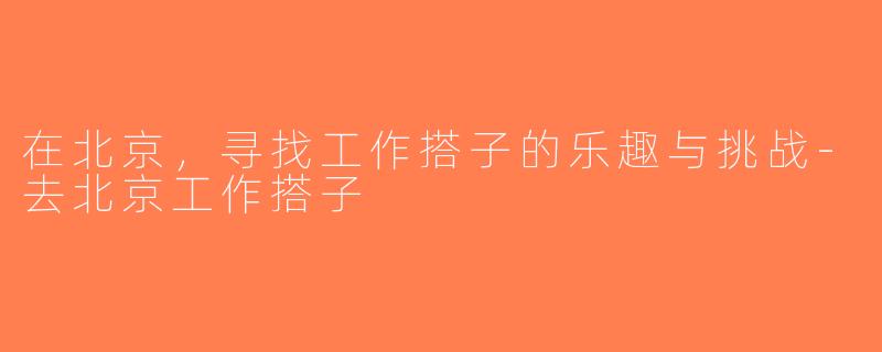 在北京，寻找工作搭子的乐趣与挑战-去北京工作搭子