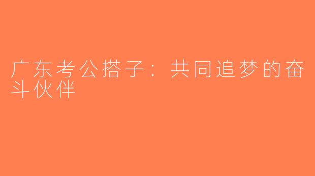 广东考公搭子：共同追梦的奋斗伙伴