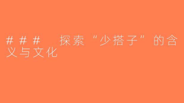 ### 探索“少搭子”的含义与文化