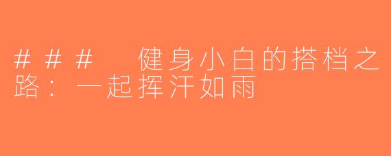 ### 健身小白的搭档之路：一起挥汗如雨