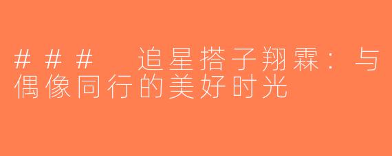 ### 追星搭子翔霖：与偶像同行的美好时光