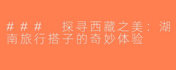 ### 探寻西藏之美：湖南旅行搭子的奇妙体验