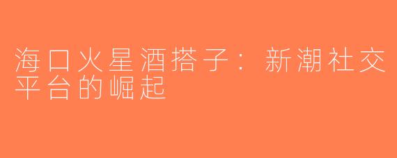 海口火星酒搭子：新潮社交平台的崛起