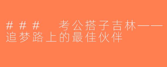 ### 考公搭子吉林——追梦路上的最佳伙伴