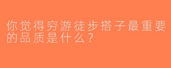 你觉得穷游徒步搭子最重要的品质是什么？