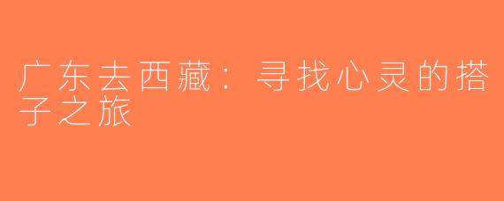 广东去西藏：寻找心灵的搭子之旅