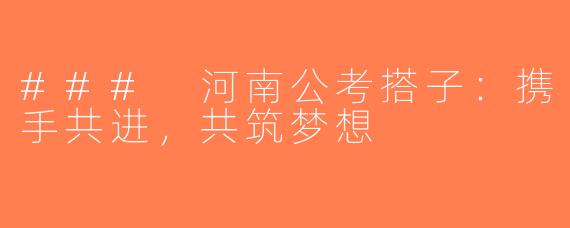 ### 河南公考搭子：携手共进，共筑梦想