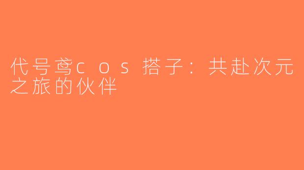 代号鸢cos搭子：共赴次元之旅的伙伴