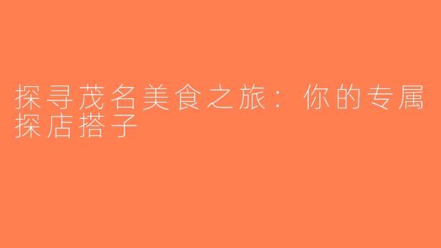 探寻茂名美食之旅：你的专属探店搭子