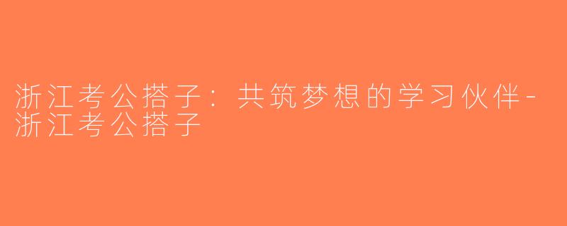 浙江考公搭子：共筑梦想的学习伙伴-浙江考公搭子