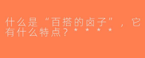什么是“百搭的卤子”，它有什么特点？****