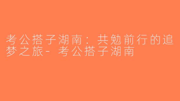 考公搭子湖南：共勉前行的追梦之旅-考公搭子湖南