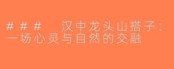 ### 汉中龙头山搭子：一场心灵与自然的交融