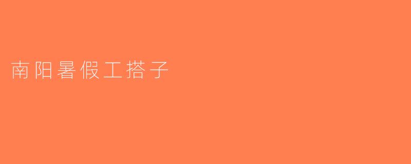 南阳暑假工搭子