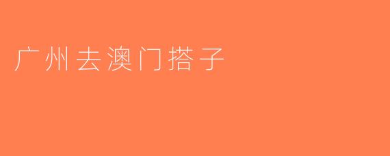 广州去澳门搭子