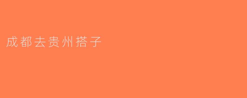 成都去贵州搭子