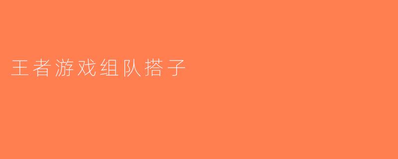 王者游戏组队搭子