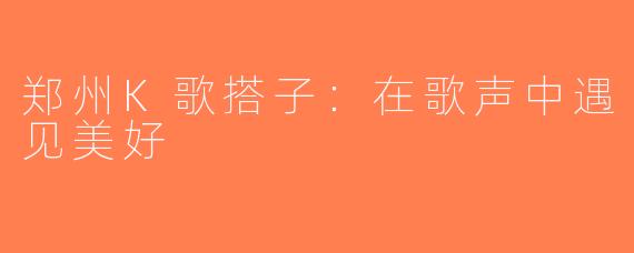 郑州K歌搭子：在歌声中遇见美好