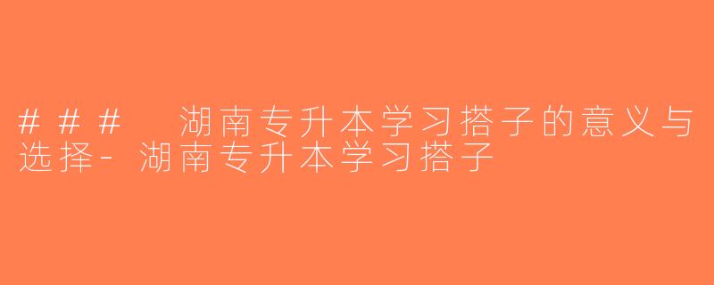 ### 湖南专升本学习搭子的意义与选择-湖南专升本学习搭子