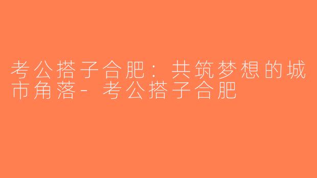 考公搭子合肥：共筑梦想的城市角落-考公搭子合肥