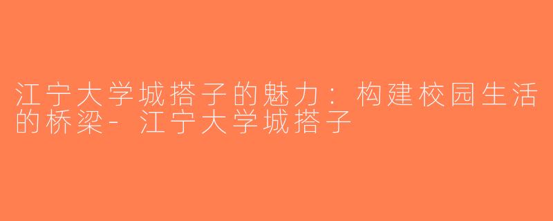 江宁大学城搭子的魅力：构建校园生活的桥梁-江宁大学城搭子